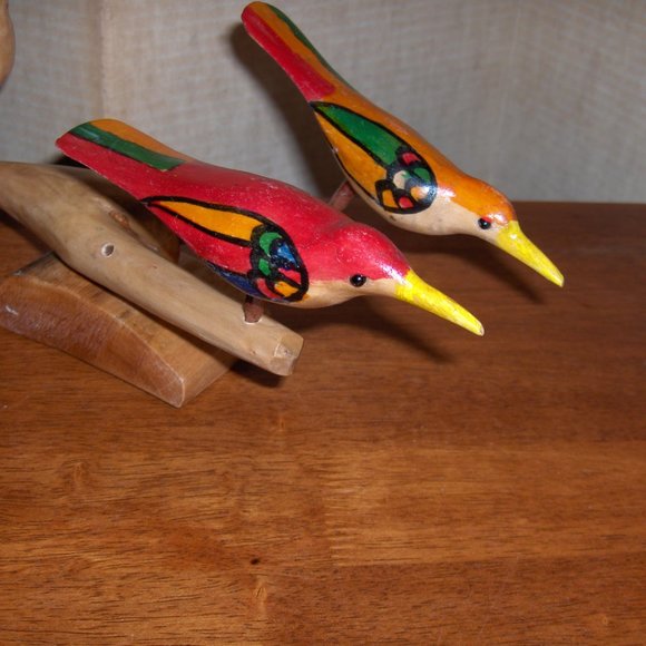 3 Handcrafted Birds with stand, Measure 6" Long - Picture 5 of 10